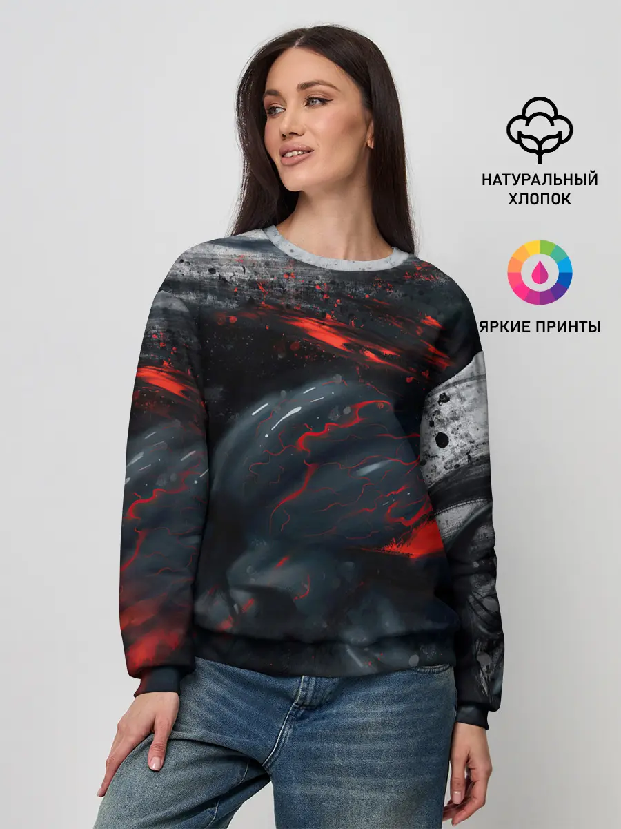 Женский свитшот / ЧЁРНЫЙ СИМБИОТ / ГРАНЖ / BLACK MONSTER