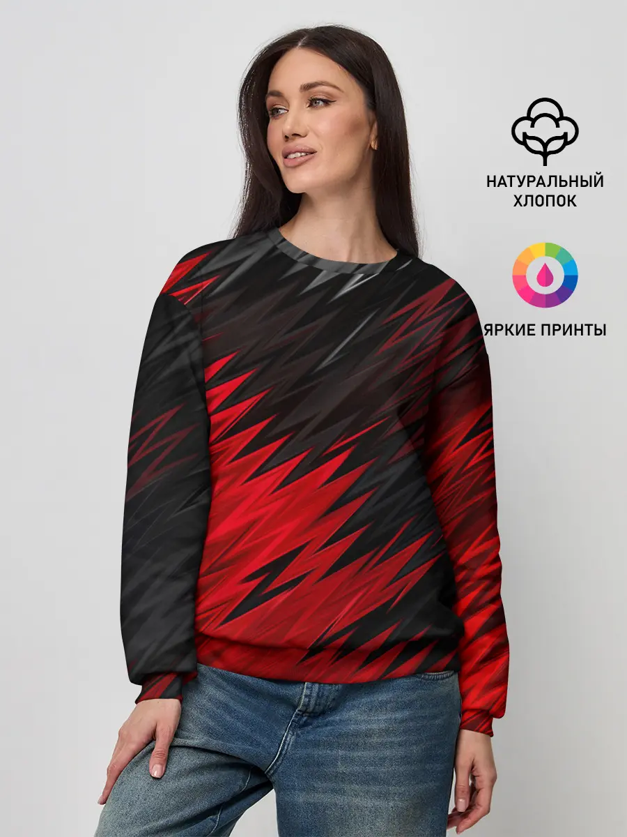 Женский свитшот / ЧЁРНО КРАСНЫЕ КРАСКИ | RED BLACK STRIPES