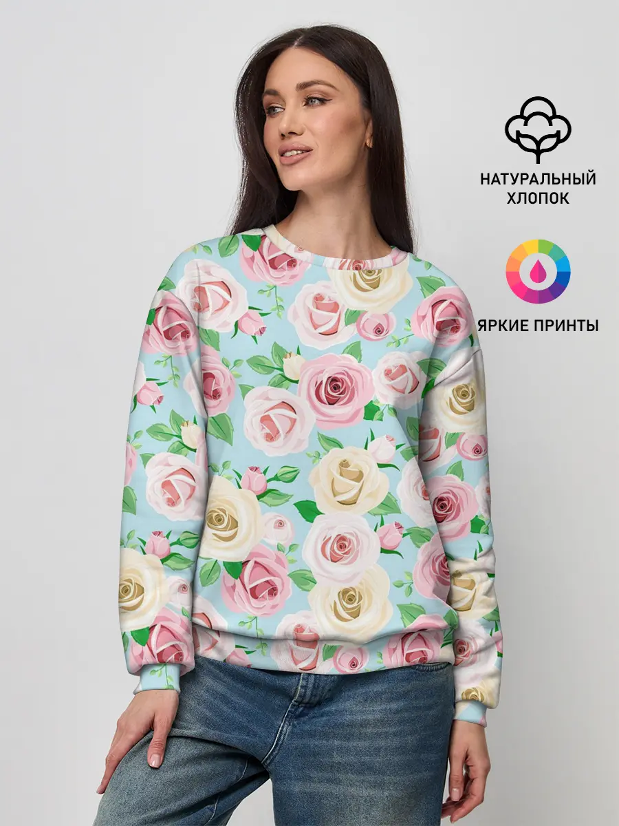 Женский свитшот / Цветущее поле роз