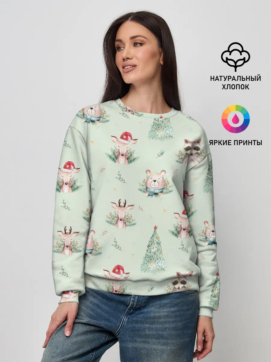 Женский свитшот / Олени, медведи и еноты
