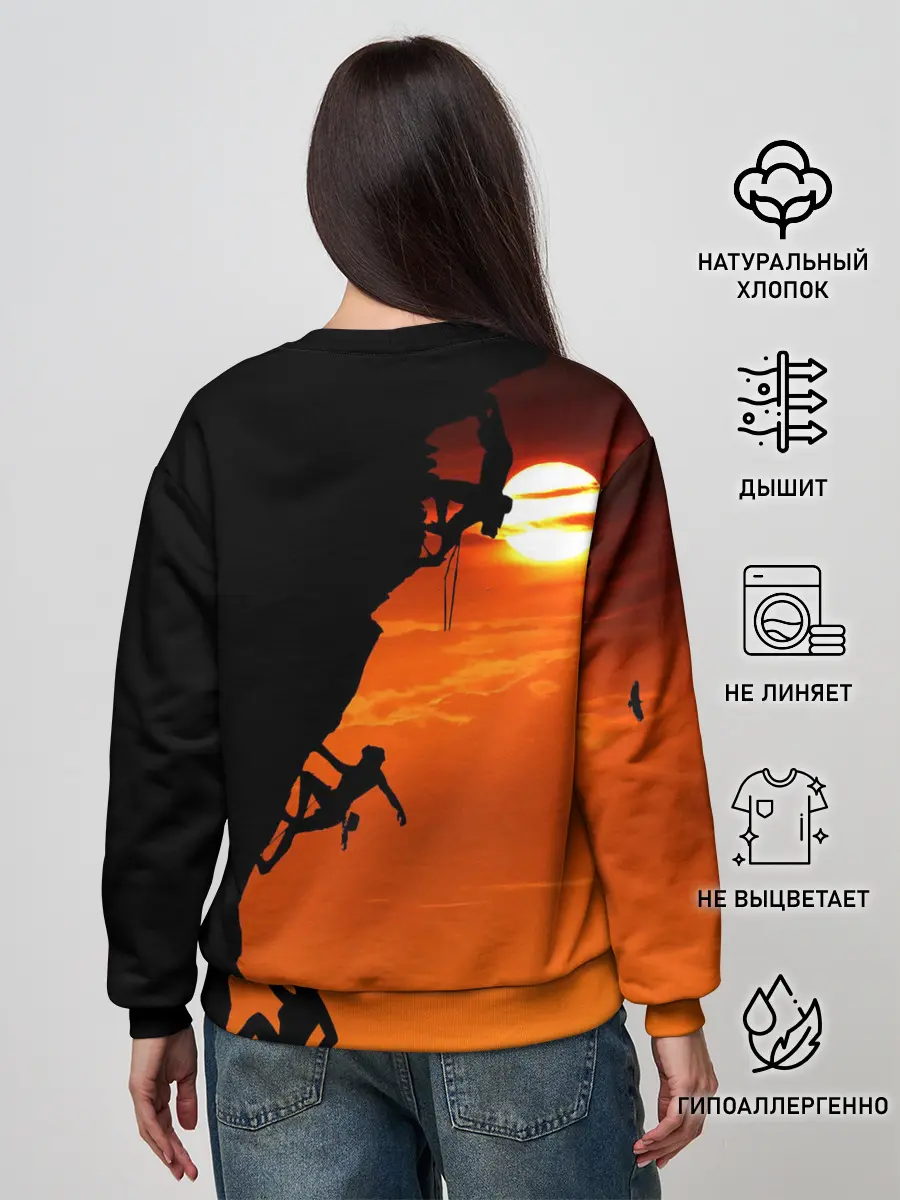 Женский свитшот / СКАЛОЛАЗЫ В ЗАКАТЕ
