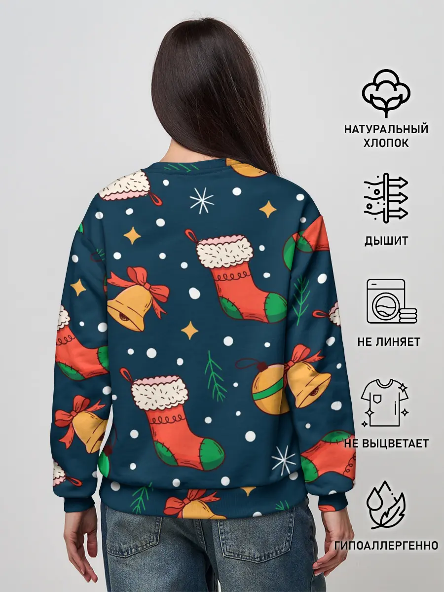 Женский свитшот / Новогодний, рождественский узор