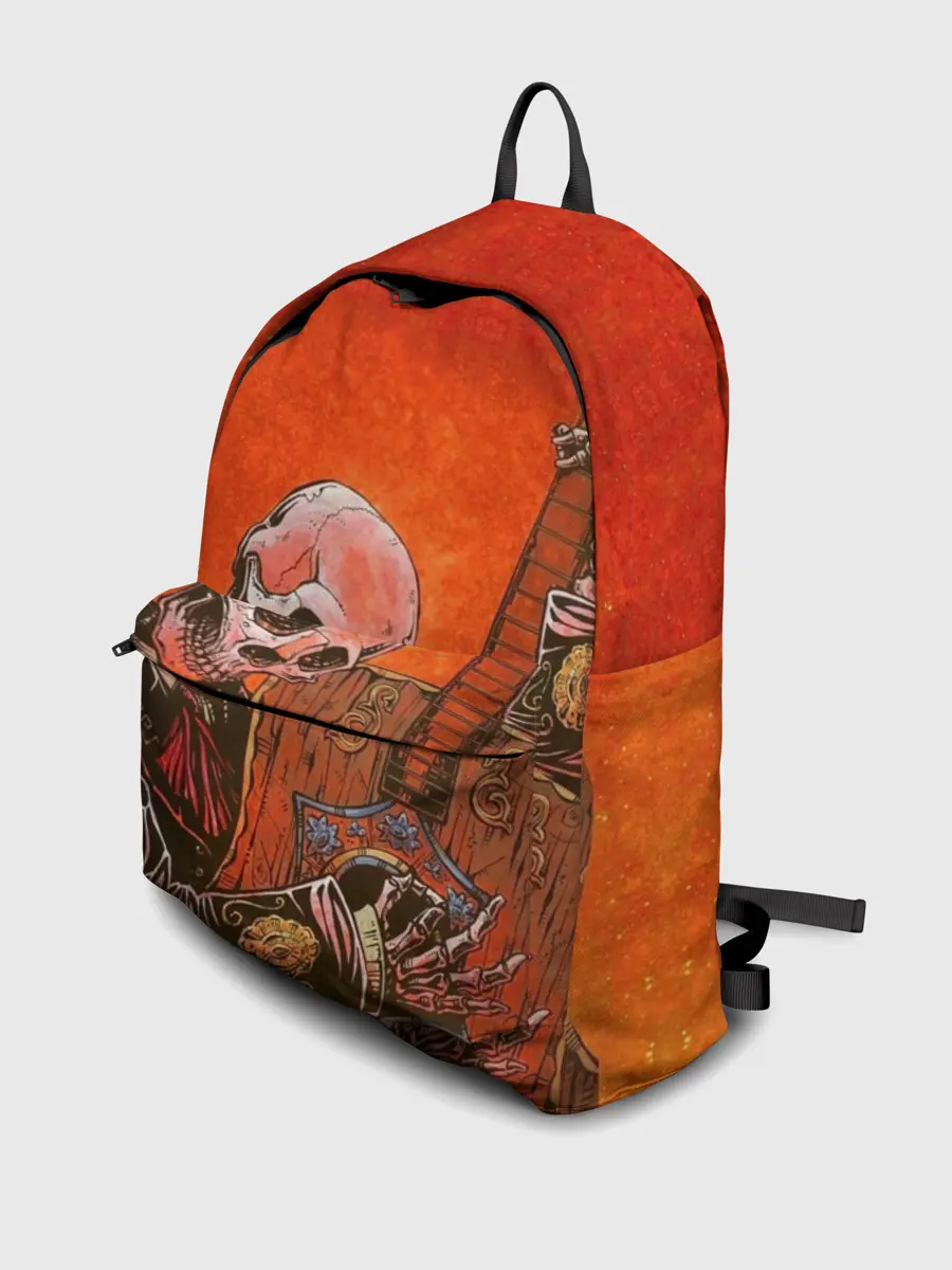 Рюкзак джинсовый / Скелет с гитарой