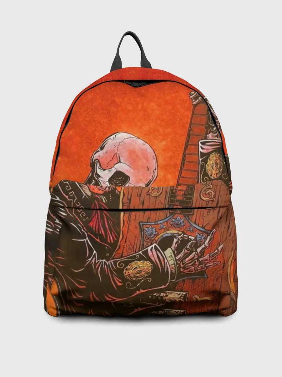 Рюкзак джинсовый / Скелет с гитарой