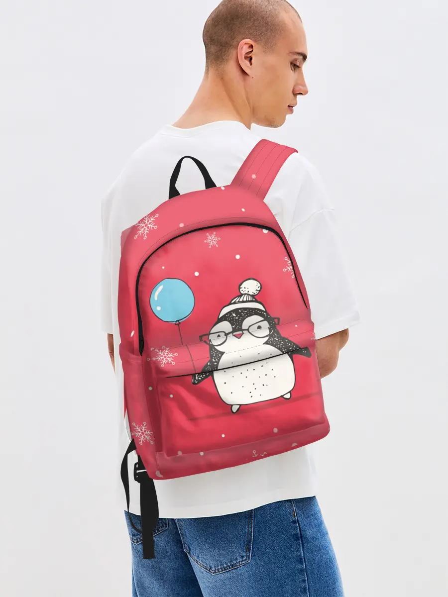 Рюкзак джинсовый / Пингвин с шариком