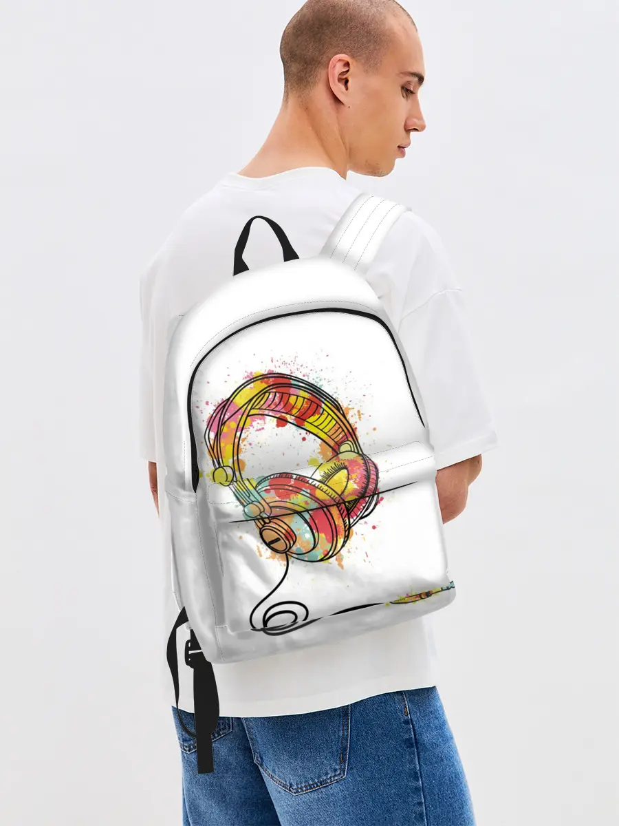 Рюкзак джинсовый / Красочные наушники