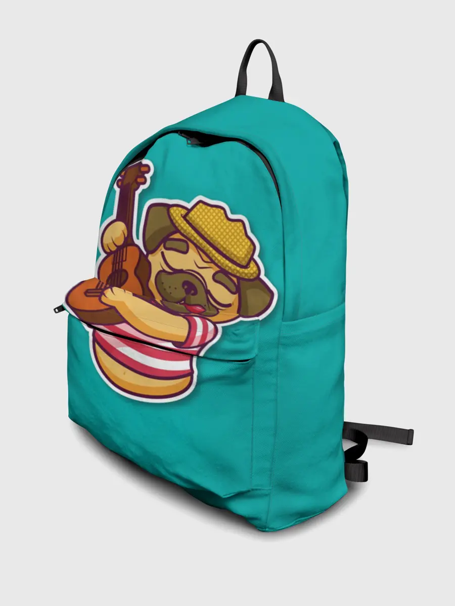 Рюкзак джинсовый / Мопс музыкант