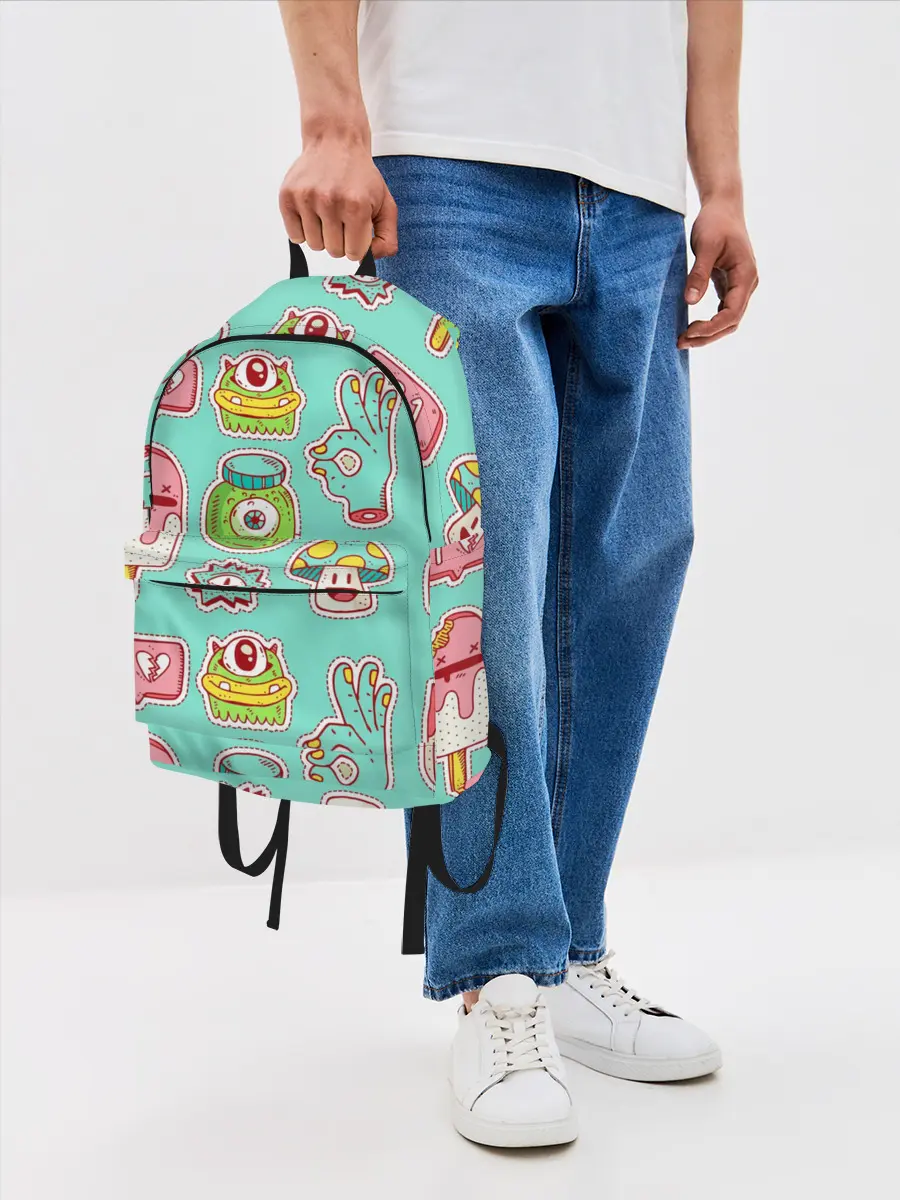 Рюкзак джинсовый / Яркие монстрики