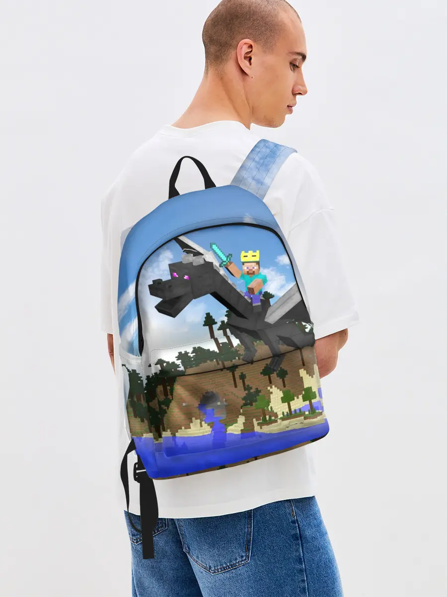 Рюкзак джинсовый / Стив на Эндер Драконе