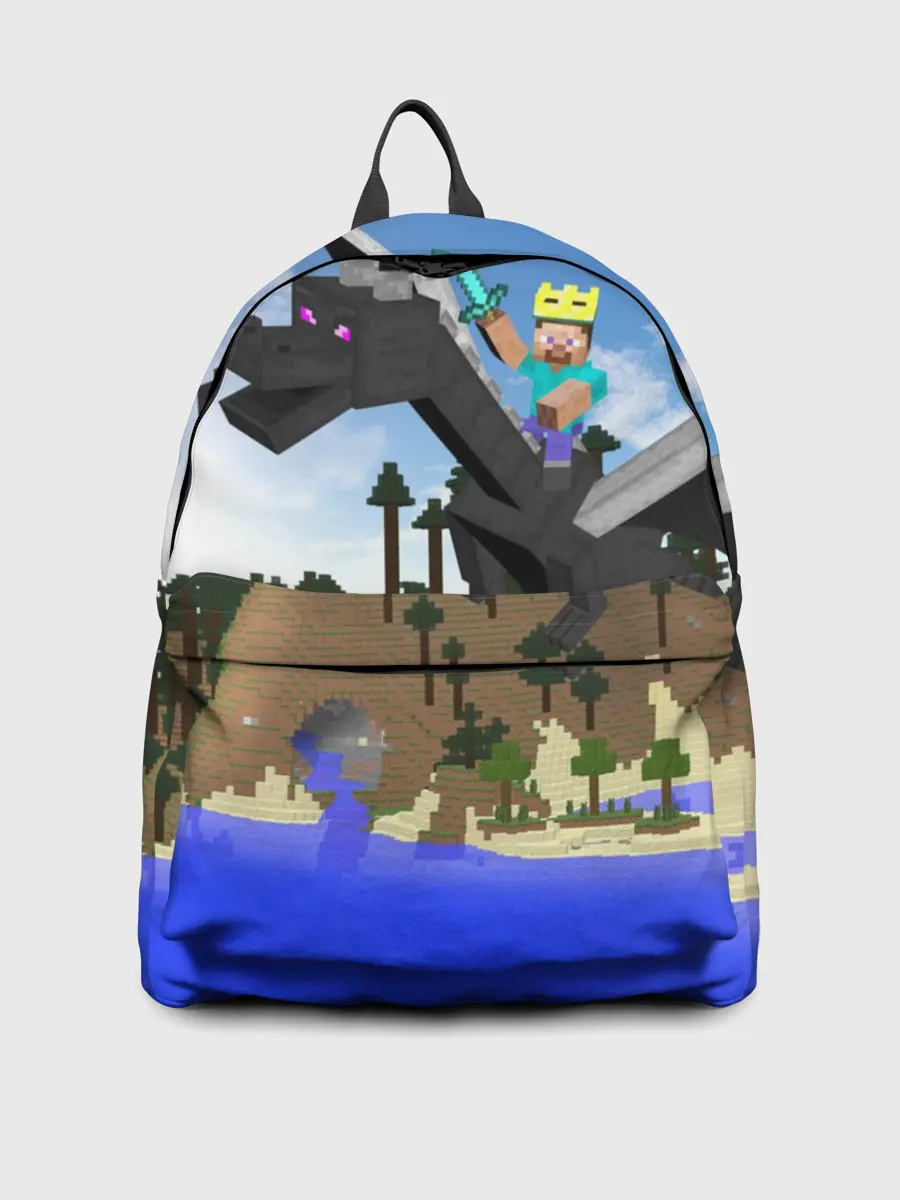 Рюкзак джинсовый / Стив на Эндер Драконе