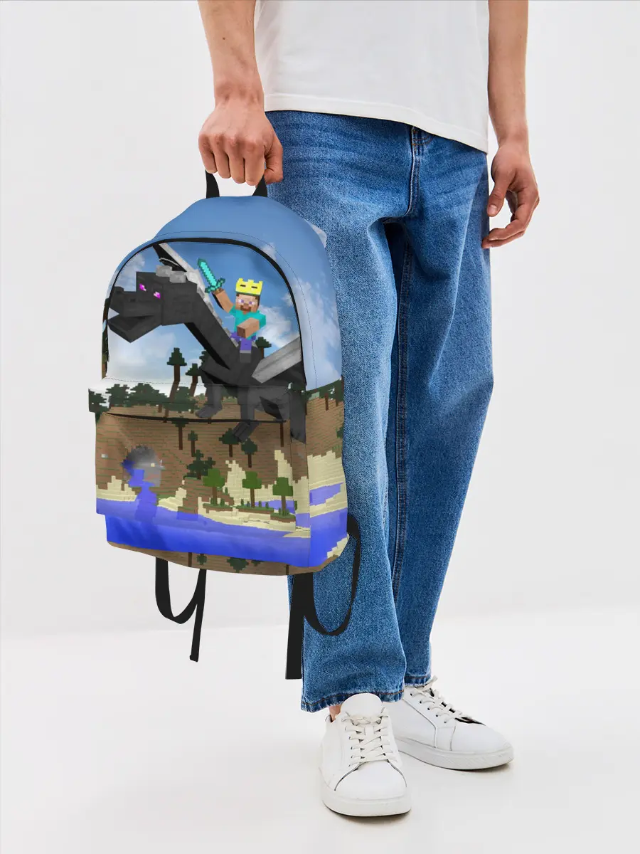 Рюкзак джинсовый / Стив на Эндер Драконе