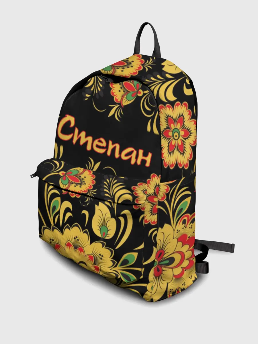 Рюкзак джинсовый / Степан, роспись под хохлому