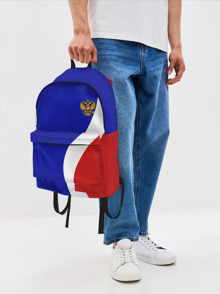 Рюкзак джинсовый / Герб РФ Триколор