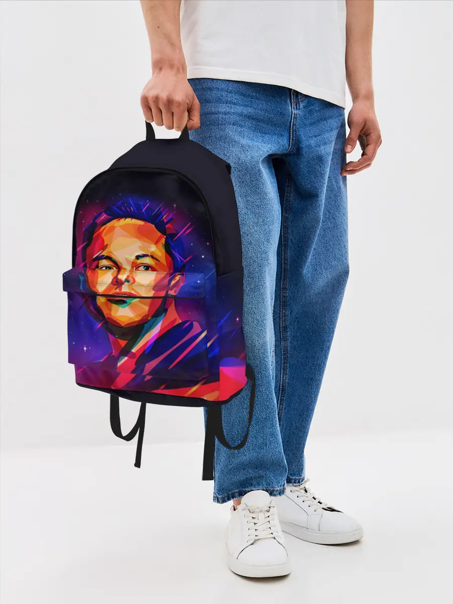 Рюкзак джинсовый / Яркий Илон Маск