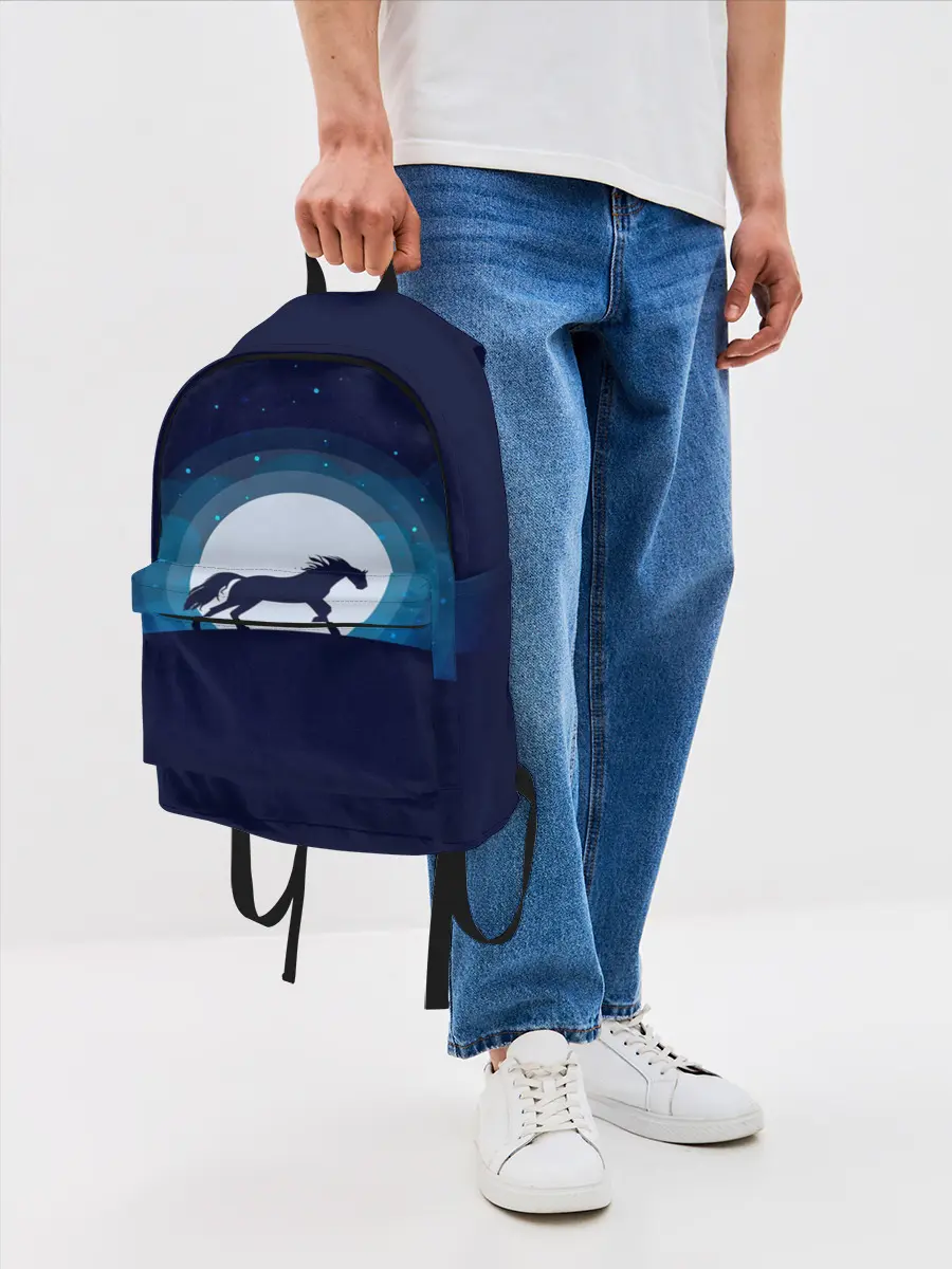 Рюкзак джинсовый / Лошадь под луной