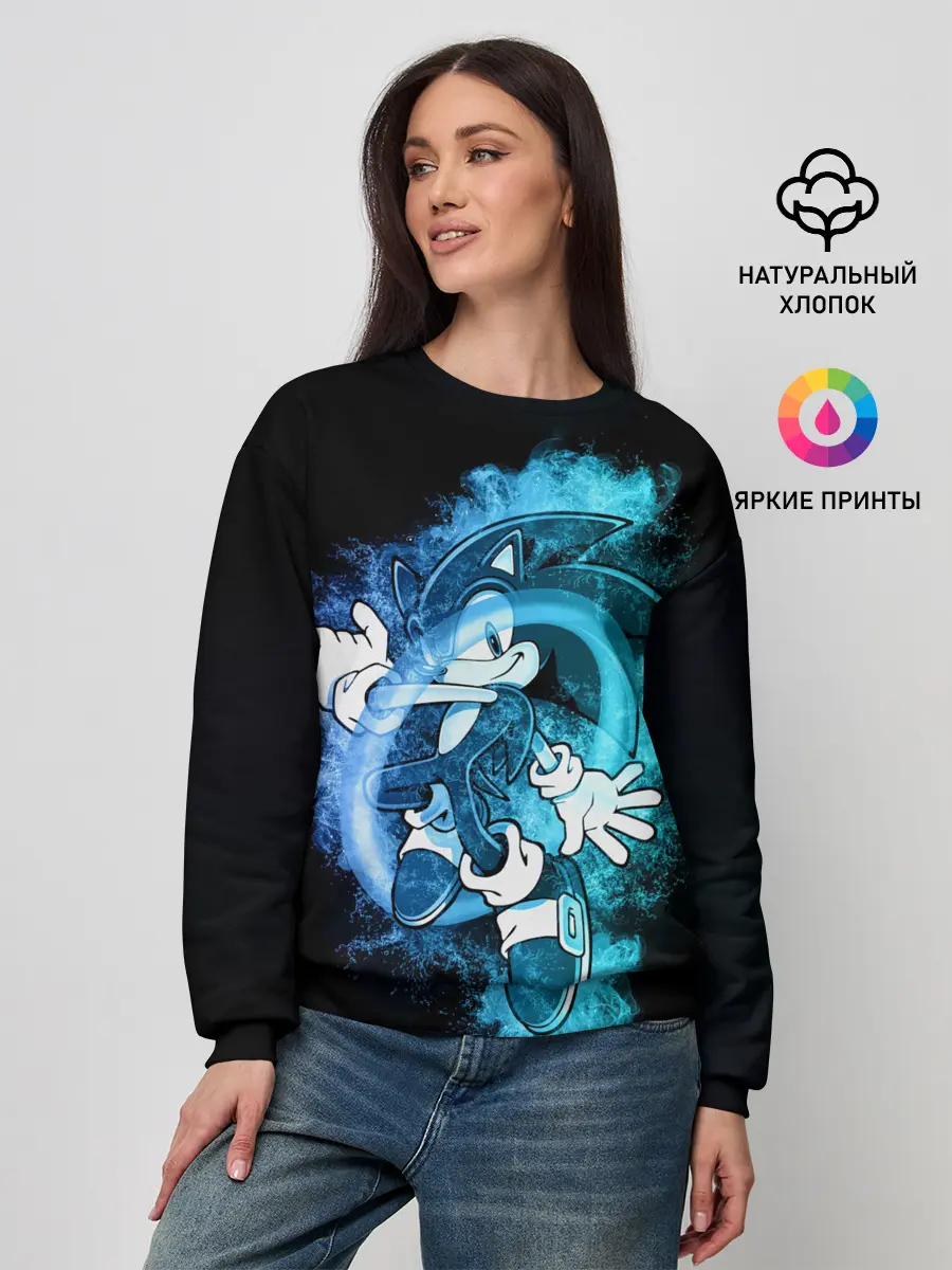 Женский свитшот / Соник сквозь кольцо