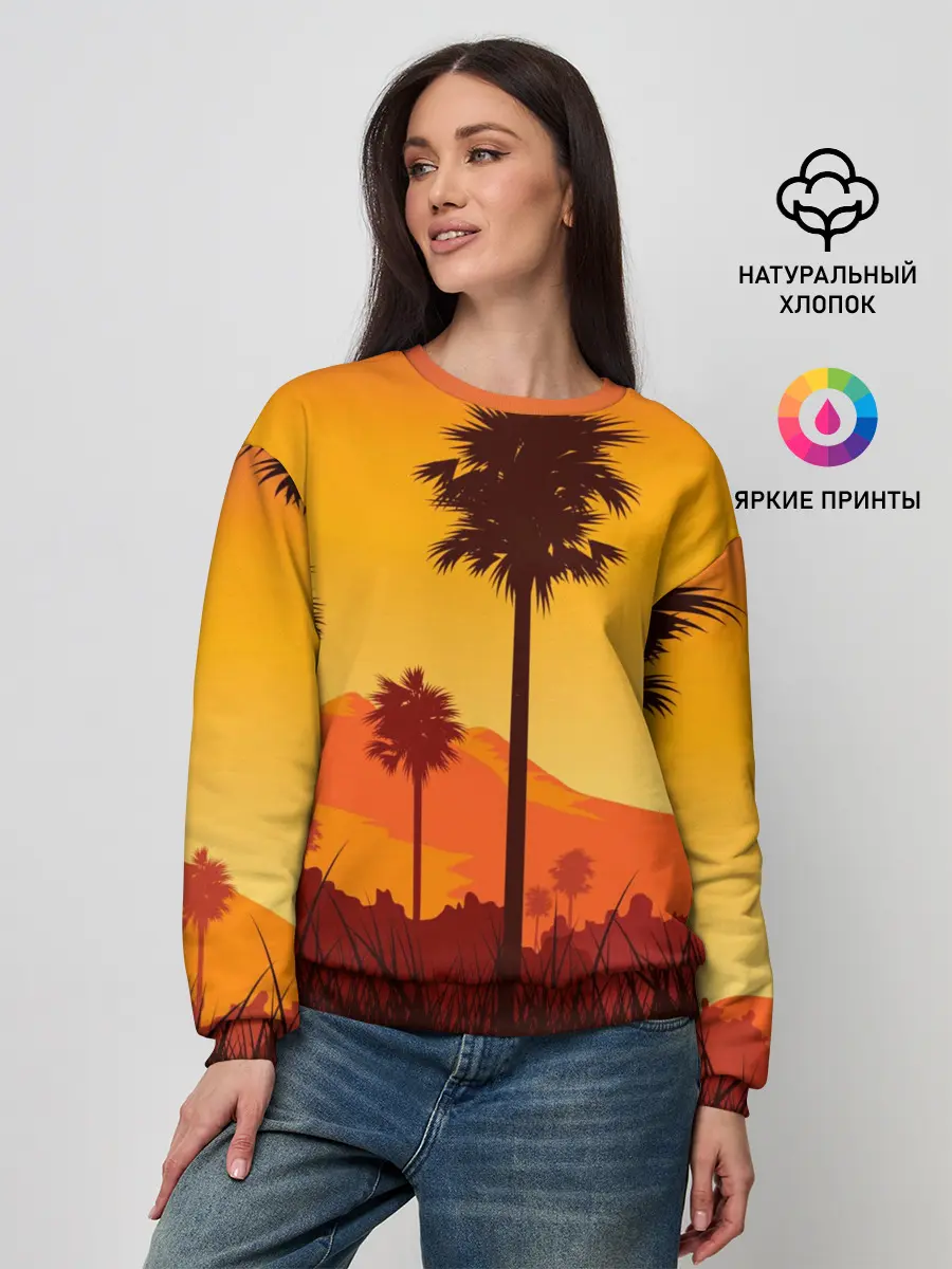 Женский свитшот / Лето, Пальмы, вечер