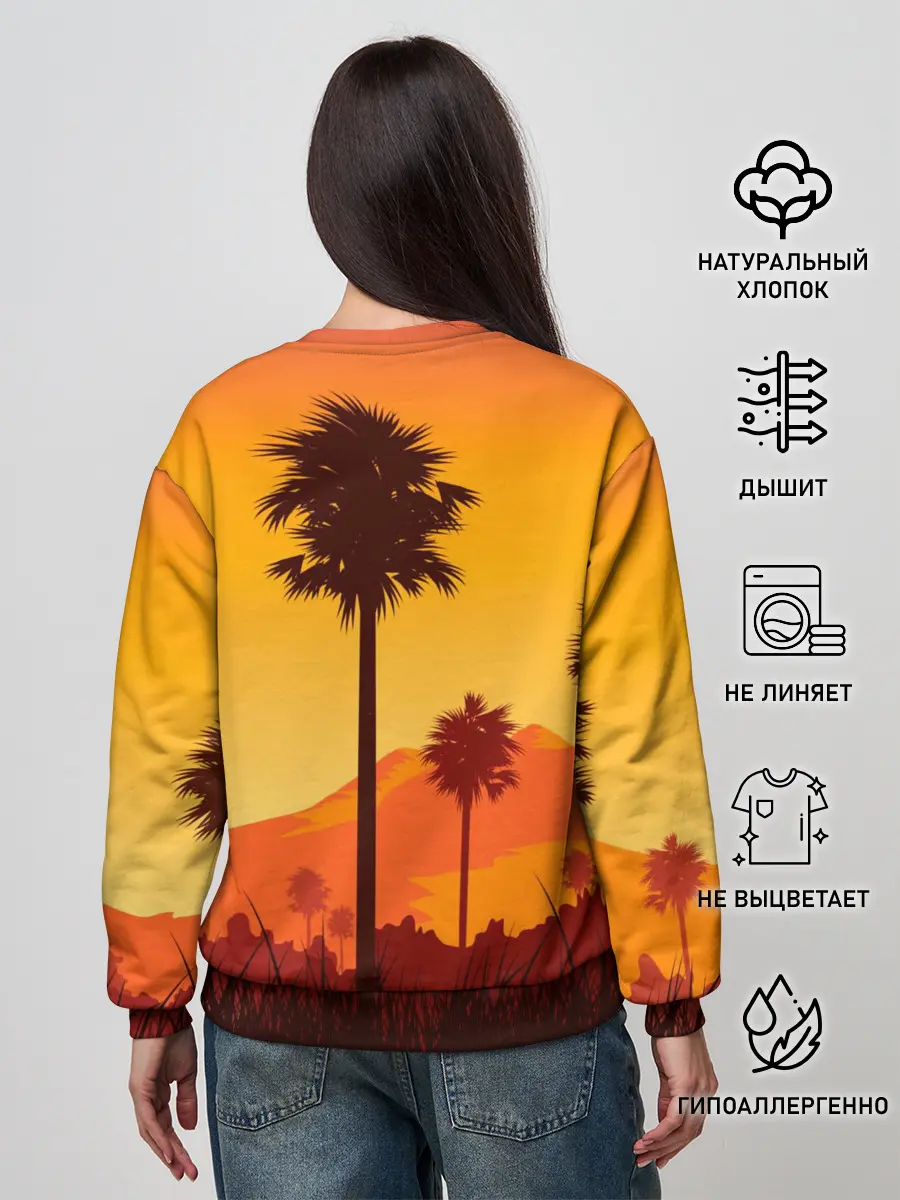 Женский свитшот / Лето, Пальмы, вечер