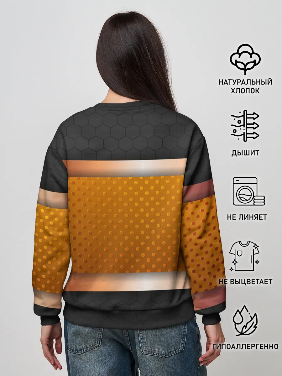 Женский свитшот / 3d gold / black