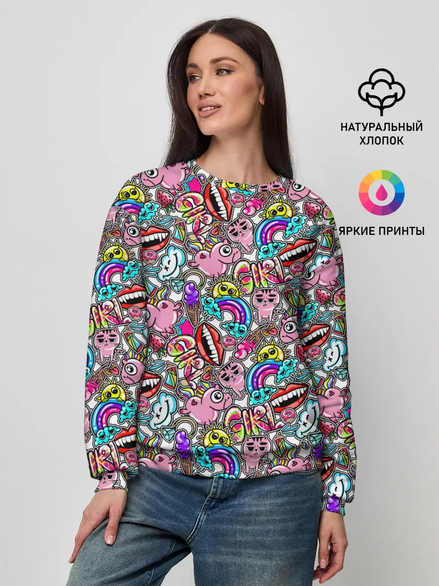 Женский свитшот / сумасшедший стикербомб