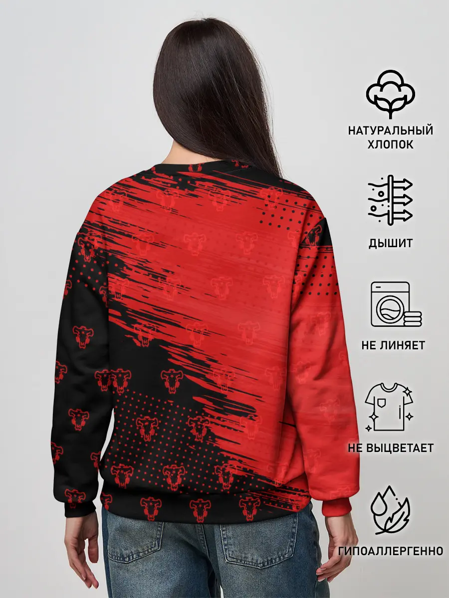 Женский свитшот / Чёрный клевер голова Аста