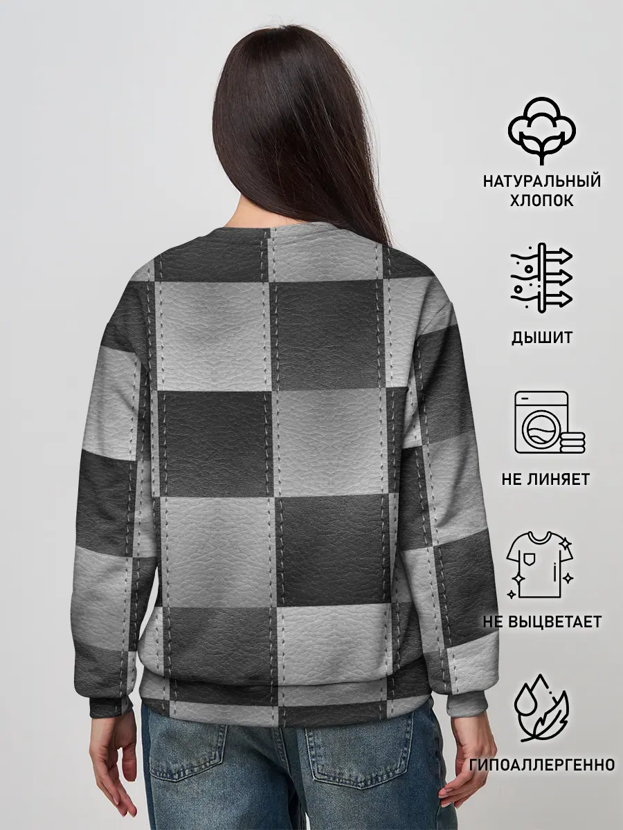 Женский свитшот / Пэчворк из Кожи