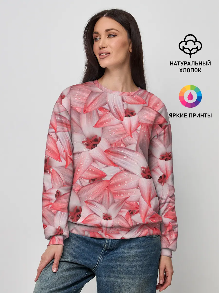 Женский свитшот / Красные Цветы