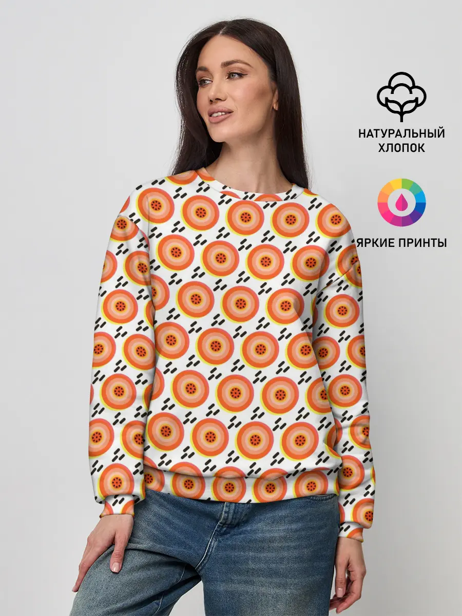 Женский свитшот / Поп арт, мишень, диски дождь