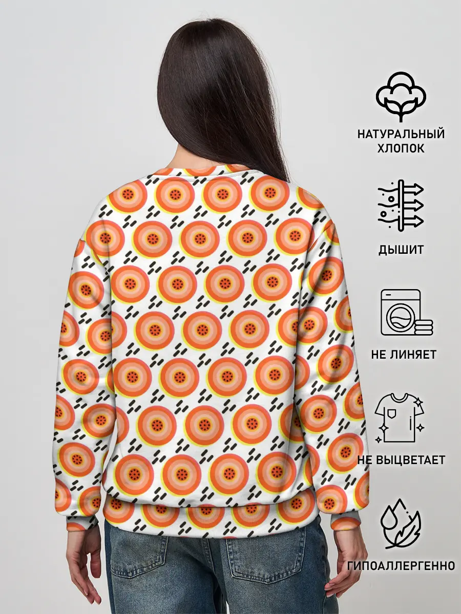 Женский свитшот / Поп арт, мишень, диски дождь