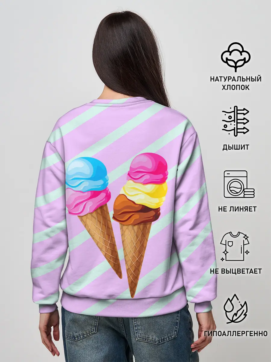 Женский свитшот / Мороженое графический фон