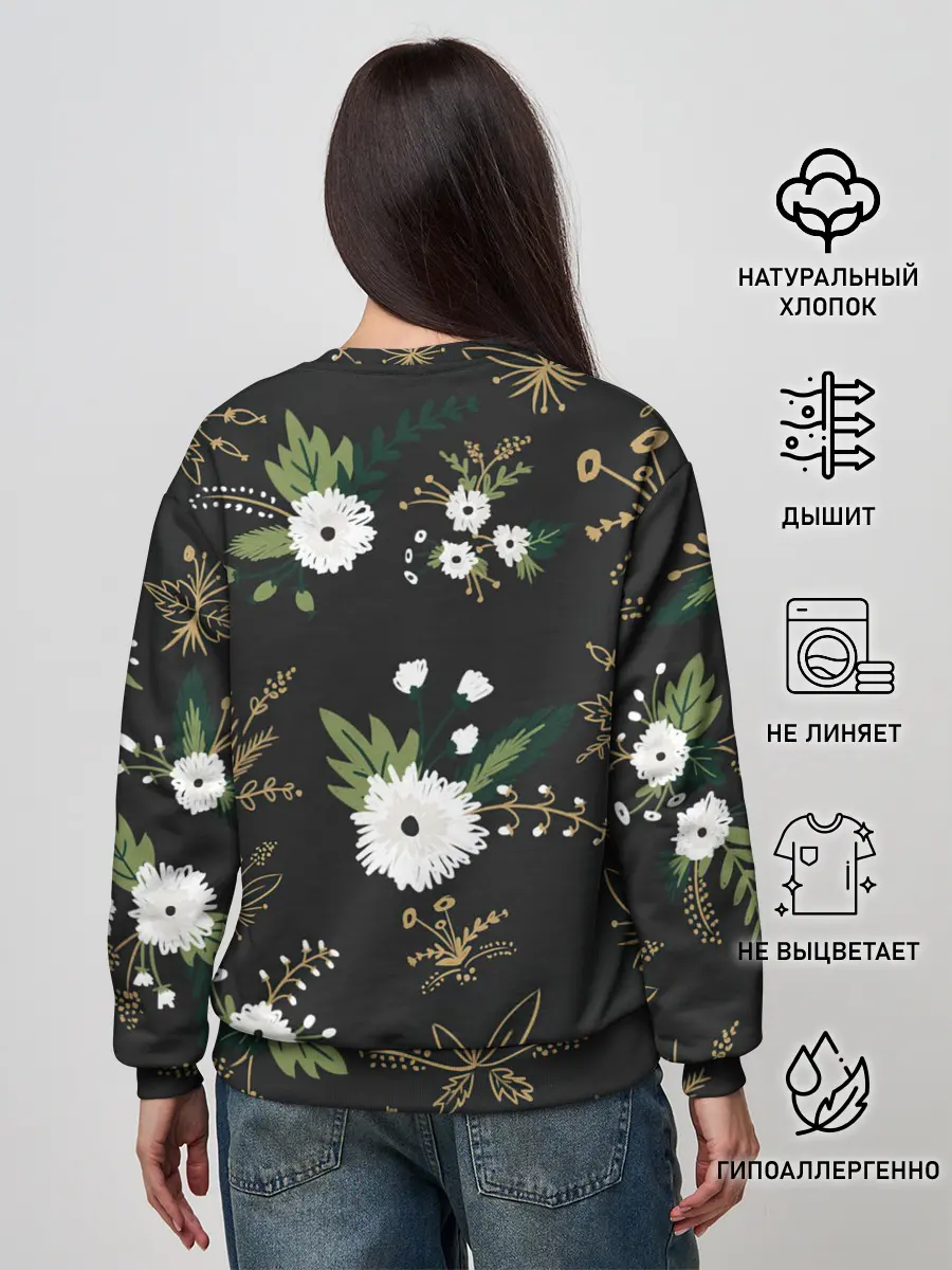 Женский свитшот / Белые хризантемы