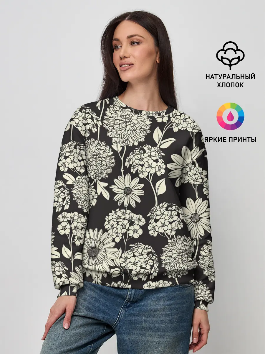 Женский свитшот / Белые цветы