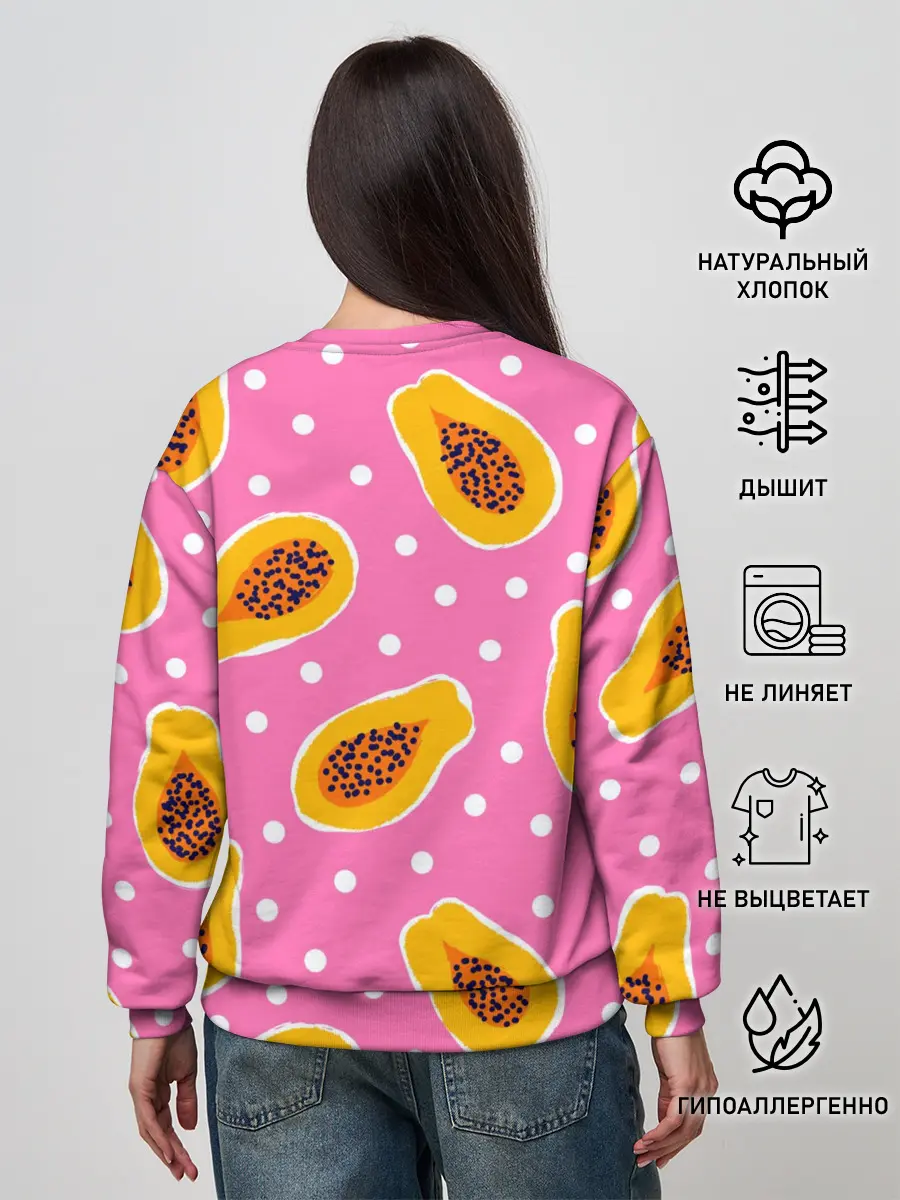 Женский свитшот / Папайя на розовом