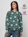 Женский свитшот / Цветочный узор на темном фоне