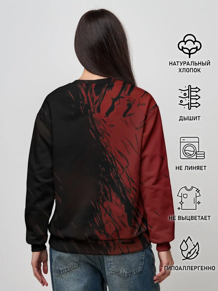 Женский свитшот / Мощный торс Аста Чёрный клевер