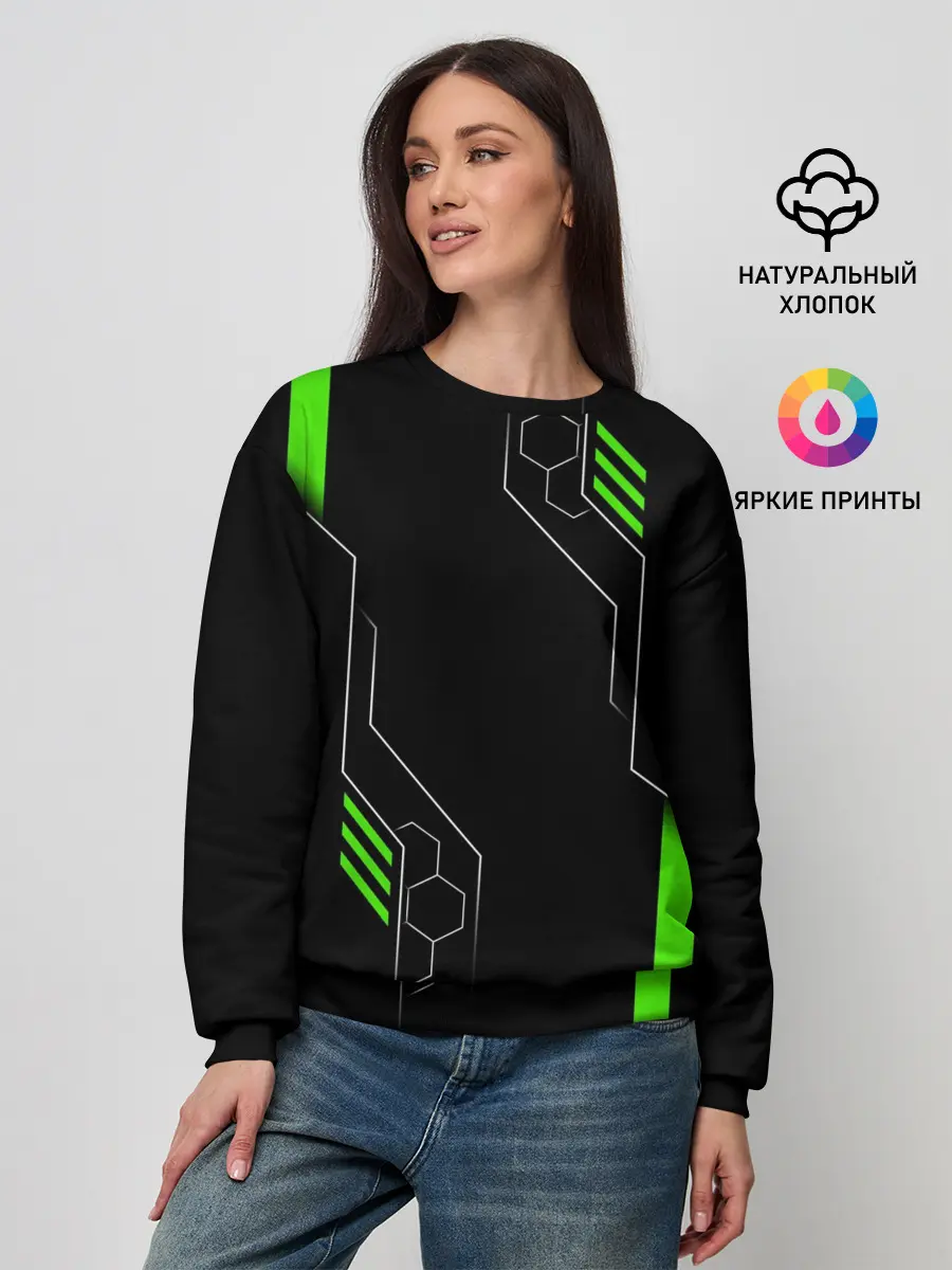 Женский свитшот / ФУТУРИСТИЧНАЯ БРОНЯ | ЗЕЛЕНАЯ