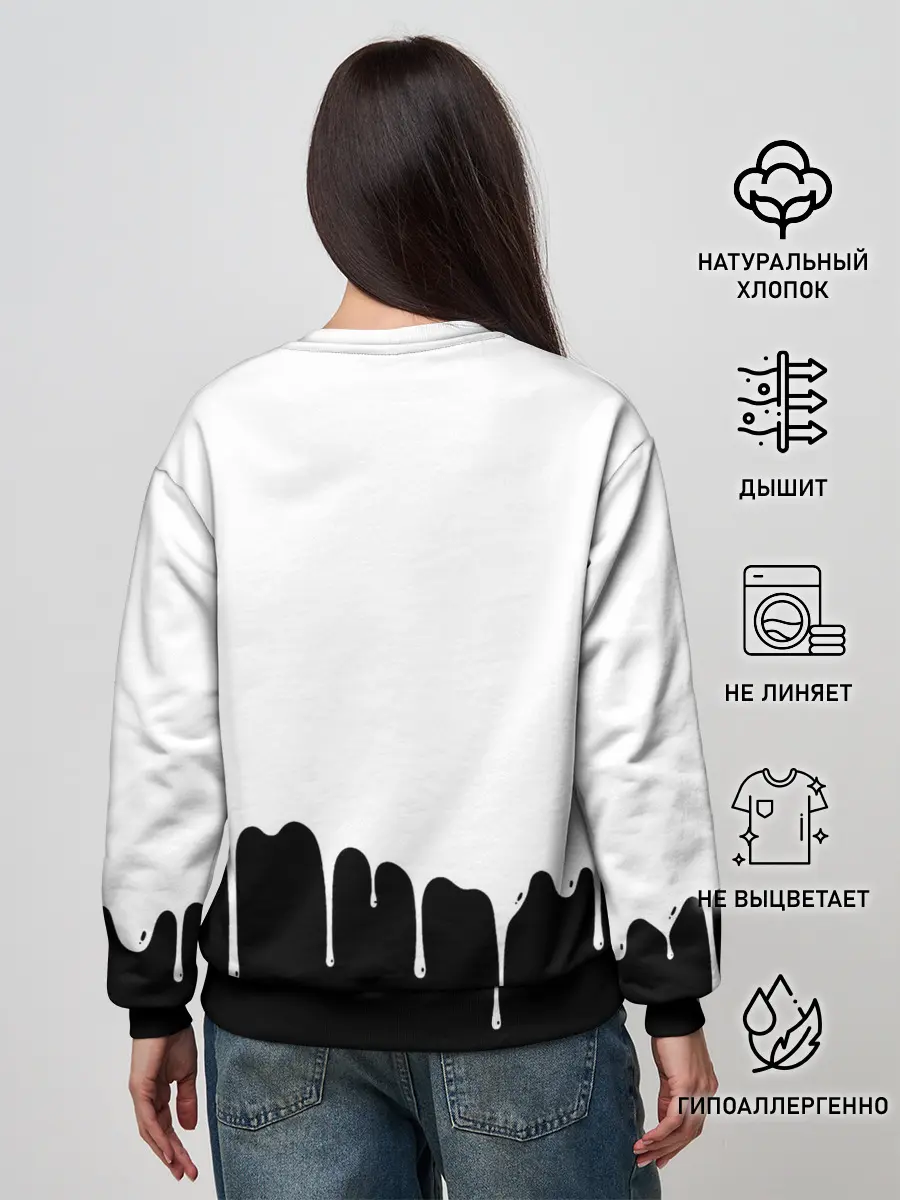 Женский свитшот / Черный Аста белая краска