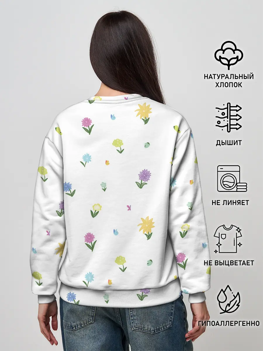 Женский свитшот / Цветы и бабочки