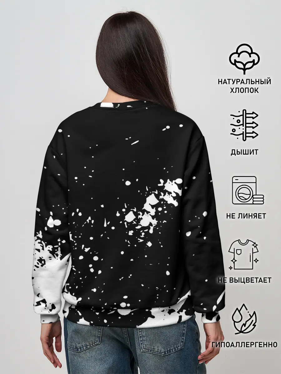 Женский свитшот / Fly High Haikyu!! черно - белый