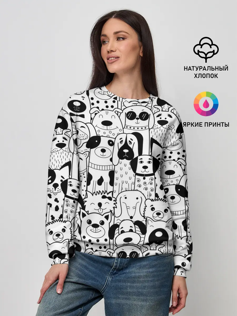 Женский свитшот / Собаки черно-белое