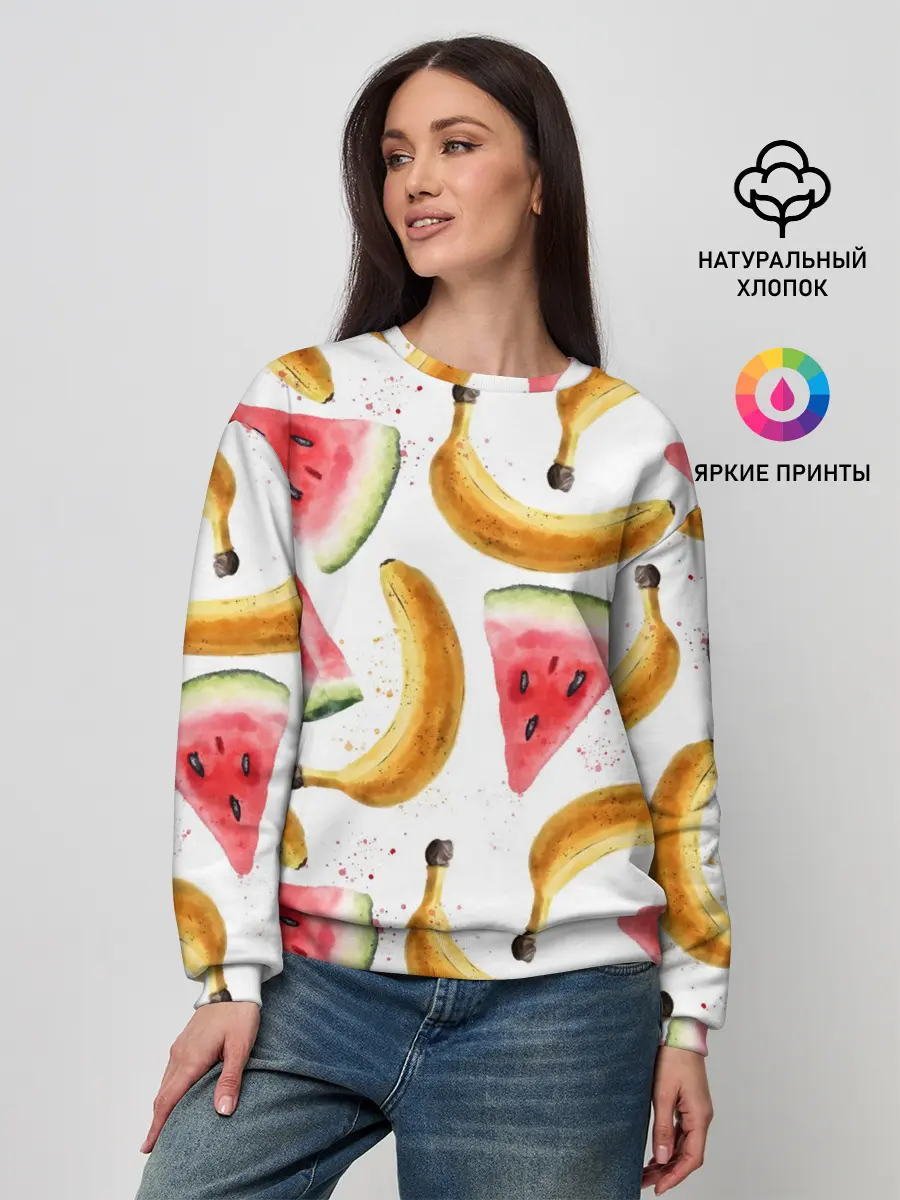 Женский свитшот / Летний фреш арбуз банан