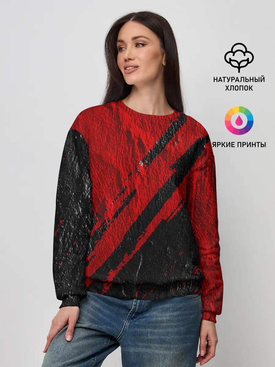 Женский свитшот / Красное чёрное 3D