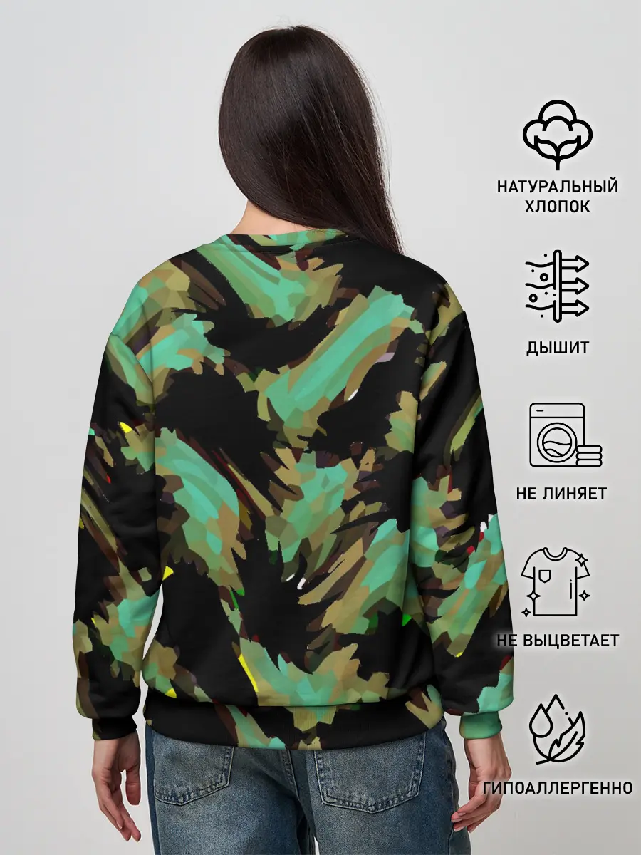 Женский свитшот / Изумрудные осколки кристаллов