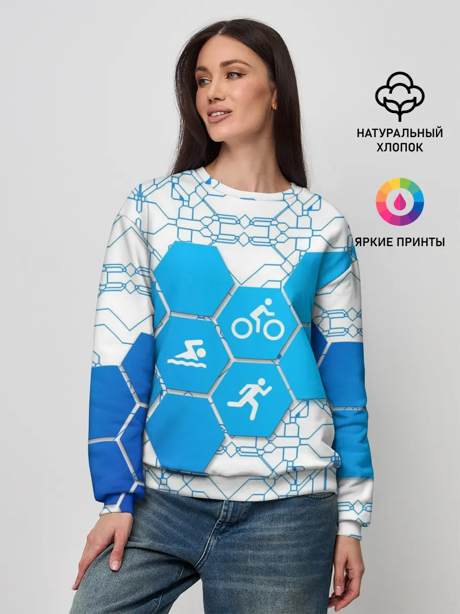 Женский свитшот / Плыви, Крути, Беги