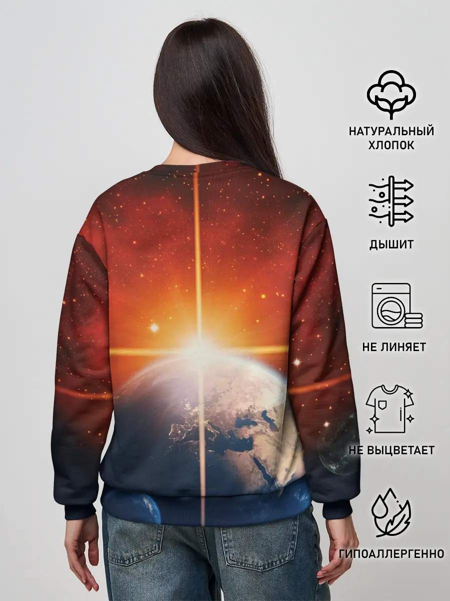 Женский свитшот / Космос земля 3D