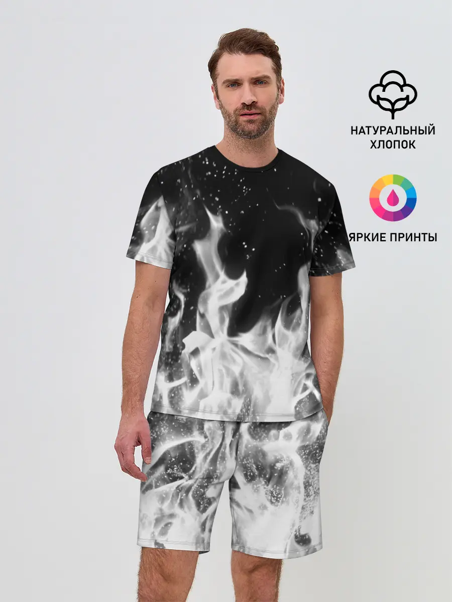 Мужской костюм с шортами / ЧЕРНО БЕЛЫЙ ОГОНЬ
