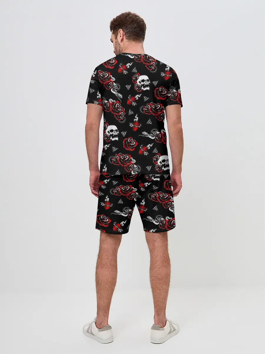 Мужской костюм с шортами / Черепа и розы