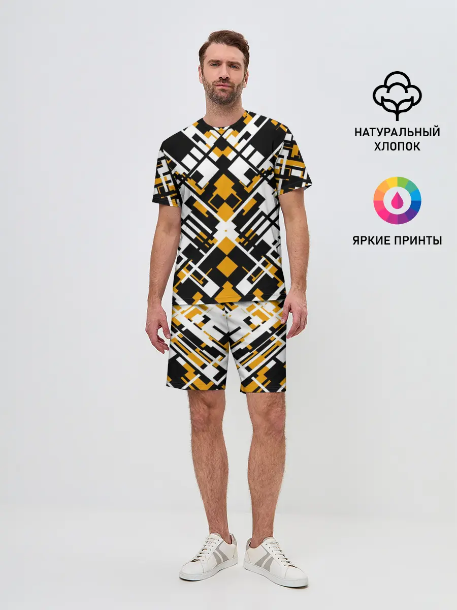 Мужской костюм с шортами / КИБЕРПАНК,ФАНТАСТИКА,ГЕОМЕТРИЯ