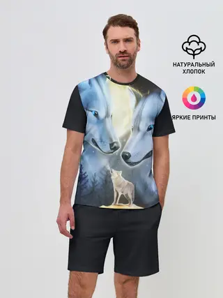 Мужской костюм с шортами / ВОЛК В НОЧИ