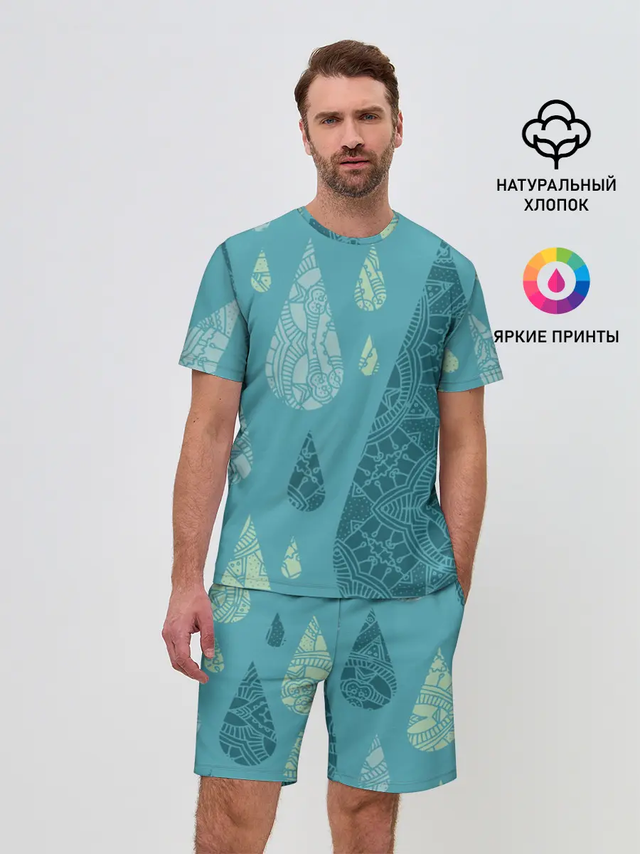 Мужской костюм с шортами / Лесной узор